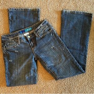 dELiA*s Blue Flare Leg Jeans with Distressed Appeal